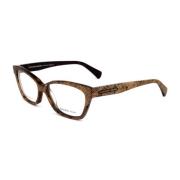 Alexander McQueen Damers Acetatramglasögon med Guld Havana-skiva Yello...