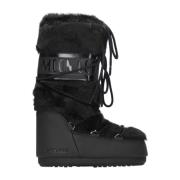 Moon Boot Svarta Eco-Päls Vattentäta Vinterstövlar Black, Dam