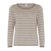 Skovhuus Randig O-Neck Blus Sandsten Beige, Dam