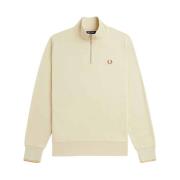 Fred Perry Skorstenshals Halv-Zip Tröja Beige, Herr