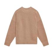 Isabel Marant Taupe Stickad Crewneck Tröja Merinoull Beige, Herr