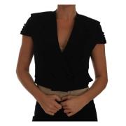 Dolce & Gabbana Lyxig Svart Cropped Blazer Kappa Black, Dam