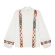 Des Petits Hauts Boho Folk Broderad Bomullsblus White, Dam