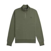 Fred Perry Halv-Zip Bomullströja Green, Herr