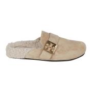 Tory Burch Shearling Mule Sandaler Beige, Dam