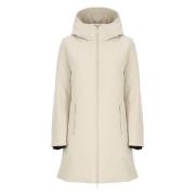 Woolrich Beige Parka med Huva och Logopatch Beige, Dam