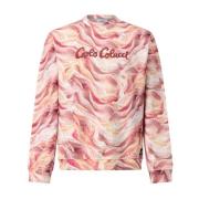 Carlo Colucci Sweatshirt med tryck och logopatch Multicolor, Herr