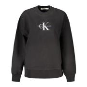 Calvin Klein Svart Sweatshirt med Tryck och Långa ärmar Black, Dam