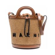 Marni Vävd Raffia Axelväska med Logotyp Brown, Dam