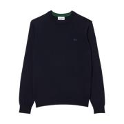 Lacoste Merino Wool Crew Neck Sweater Navy Blue, Herr