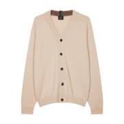 Paul Smith Ecru Merino Wool Cardigan med Sports Stripe Beige, Herr