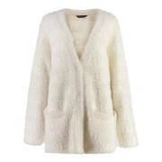 Balenciaga Logo Jacquard Ull Cardigan Beige, Dam