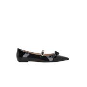 Stuart Weitzman Svarta lackläder Mary-Jane platta skor Black, Dam