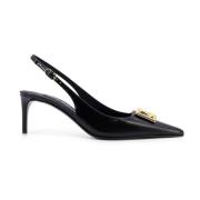 Dolce & Gabbana Monogram Läder Slingback med DG Logo Black, Dam