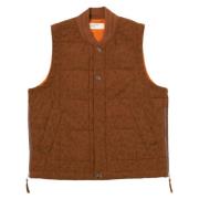 Universal Works Orange Leopard Carlton Gilet Brown, Herr