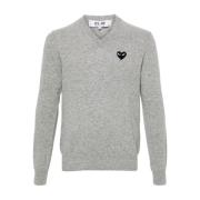 Comme des Garçons Grå Heart Patch Pullover Tröja Gray, Herr