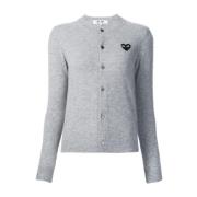 Comme des Garçons Grå Hjärtlogo Kofta Tröja Gray, Dam