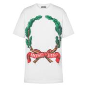 Moschino Grafiskt Tryck Bomull T-shirt White, Dam