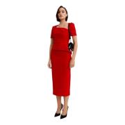 Roland Mouret Röd Klänning med Asymmetrisk Halsringning Red, Dam