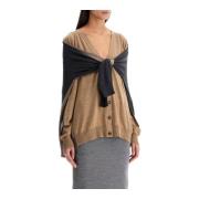 Moschino Dubbelärmad Färgblock Cardigan Beige, Dam