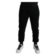 Dolce & Gabbana Elegant Leopardjoggers för Män Black, Herr