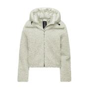 BomBoogie Kort Sherpa Fleece Jacka med Avtagbar Huva Beige, Dam