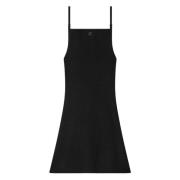 Courrèges Svart Ribbstickad Klänning Black, Dam