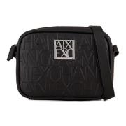 Armani Exchange Kompakta axelremsväska med logomönster Black, Dam