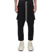 Rick Owens Cargo Cropped Drawstring Byxor Black, Herr