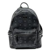 MCM Pre-owned Pre-owned Belagd canvas ryggsckar Black, Dam