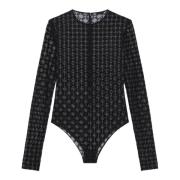 Givenchy Svart Tulle Body med Monogram Motiv Black, Dam