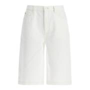 Frame Flared Denim Bermuda Shorts White, Dam