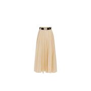 Elisabetta Franchi Midi kjol i lätt teknisk nylon Beige, Dam