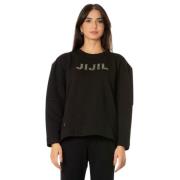 Jijil Logodekorerad Sweatshirt - Svart Black, Dam