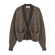 Sportmax Stilren Stickad Cardigan Tröja Brown, Dam