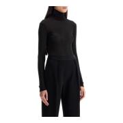 Maison Margiela Högkragnad Jersey Body med Fyra Stygn Black, Dam