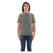 Diesel Tvättad Henley Tee i 01 Green, Herr