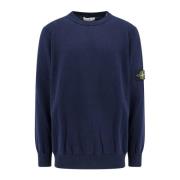 Stone Island Räfflad Bomull Crew-Neck Tröja Blue, Herr