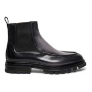 Santoni Herr läder Chelsea boot Black, Herr