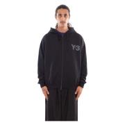 Y-3 Svart Faded Logo Zip Hoodie Black, Herr