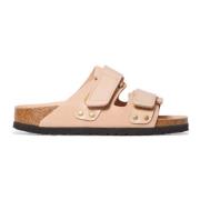 Birkenstock Sandaler i skinnmocka med glans Beige, Dam