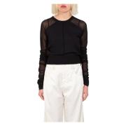 Pinko Tulle Sleeves Sweater in Z99 Black, Dam