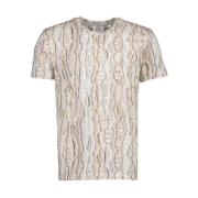 Carlo Colucci Beige Rundhalsad T-shirt med Ikoniskt Tryck Beige, Herr