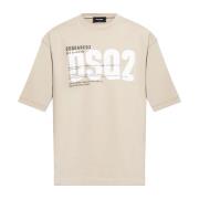 Dsquared2 T-shirt med tryckt logotyp Beige, Herr