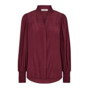 Co'Couture Elegant V-ringad Blus Burgundy Red, Dam