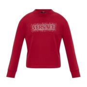 Versace Sweatshirt med skimrande kristaller Red, Dam