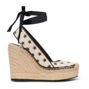 Balmain Espadriller med kilklack och stjärnmönster Beige, Dam