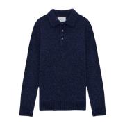 Nn07 Merino Wool Blend Polo Navy Blue Blue, Herr