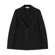 Max Mara Svart Jersey Blazer med Reverskrage Black, Dam