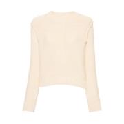 A.p.c. Beige Bomullsblandning Stickad Tröja White, Dam